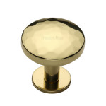 M Marcus Heritage Brass Hammered Design Round Cabinet Knob with Rose 32mm 